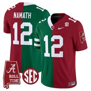 Mens Youths Kids Joe Namath Green Red Jersey Stitched Vapor